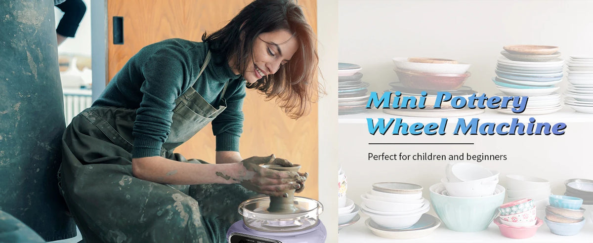 Compact Pottery Wheel Craft Kit with Tools and Paints