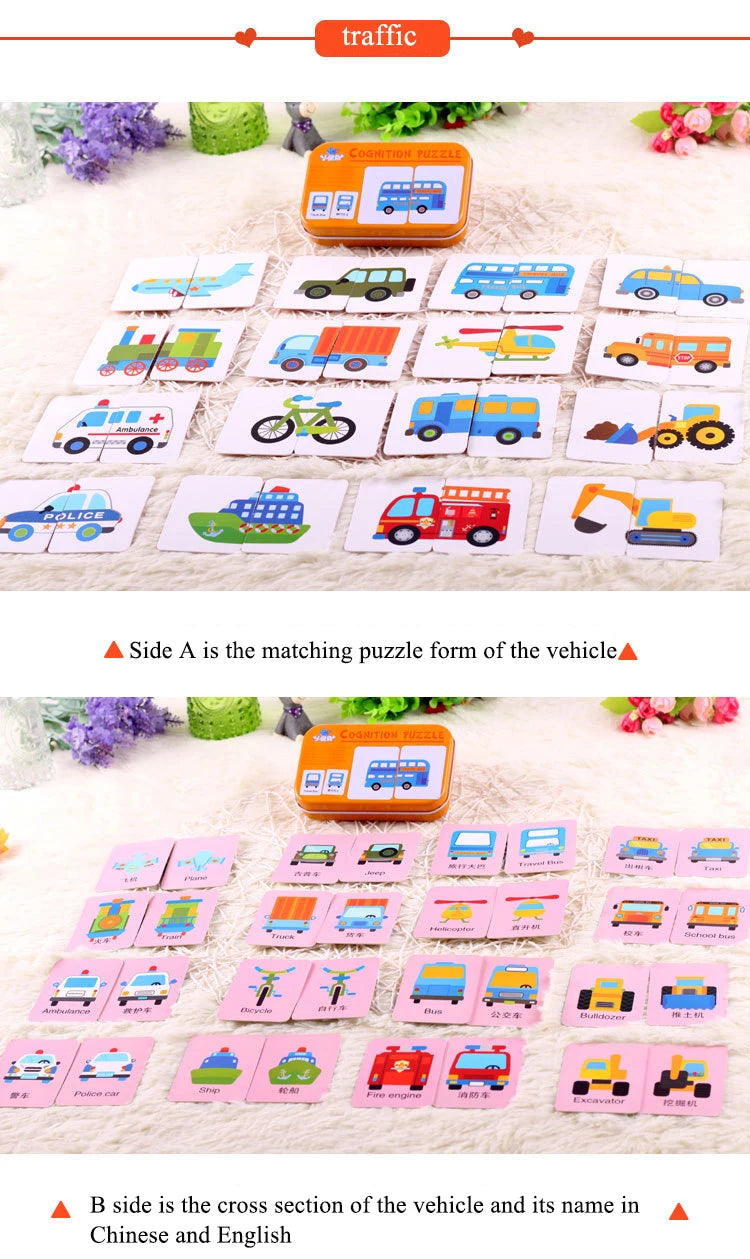 Montessori Wooden Animal Puzzle Set with Storage Box