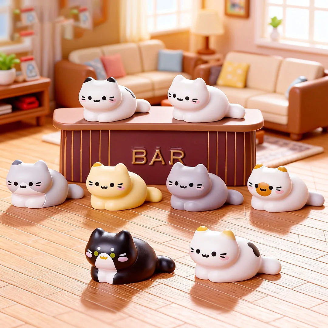 Adorable Cat Figurine Set for Desk, Shelf & Fairy Garden Decor