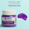 A purple bottle of Marie's fabric colour paint, 50ml per bottle, with a swatch of the purple color.