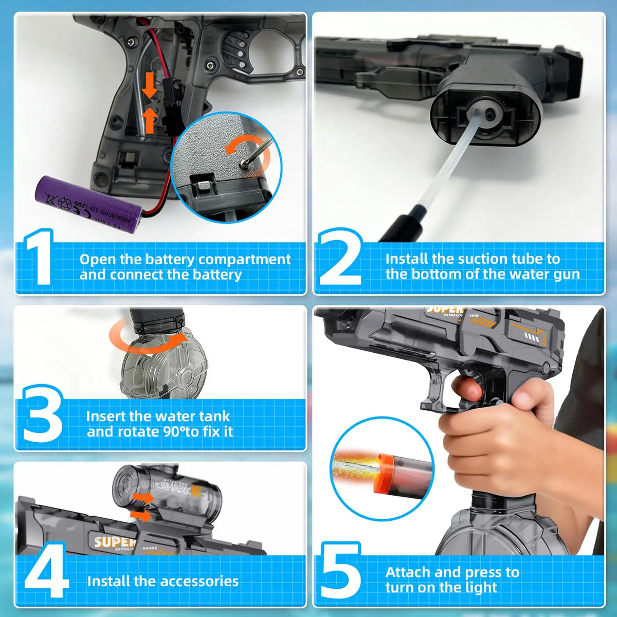 Rechargeable Electric Water Blaster with LED Lights