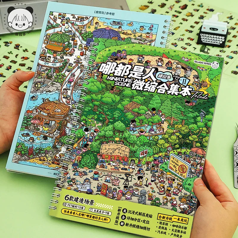 Miniature Scene Sticker Book – Cute 3D Stacked Houses DIY Craft Set