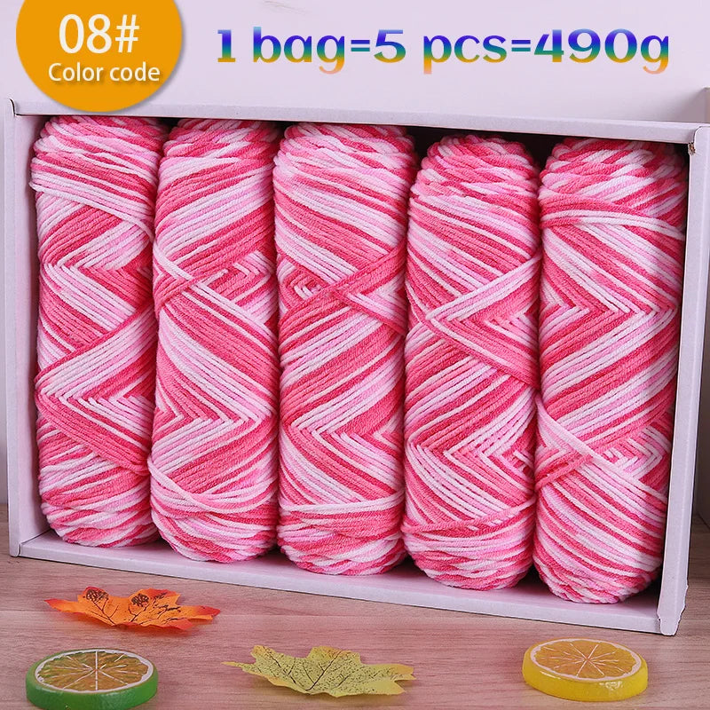 Multicolor Gradient Dyed Acrylic Yarn for Knitting & Crochet