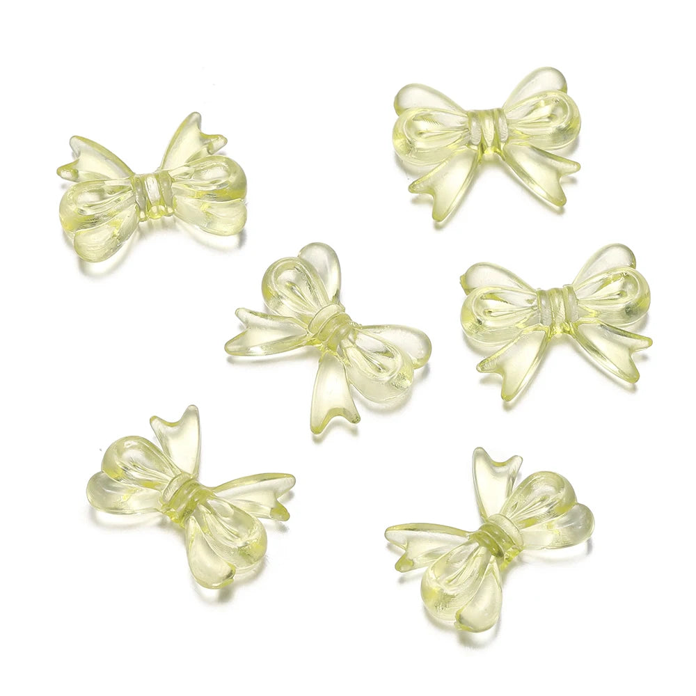 Multicolor Transparent Bow Acrylic Beads for DIY Jewelry Making