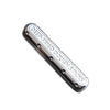 A silver metal fidget slider designed for stress relief and anxiety.