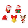 Three silicone craft jewelry charms featuring Santa figures and a Christmas tree bell.