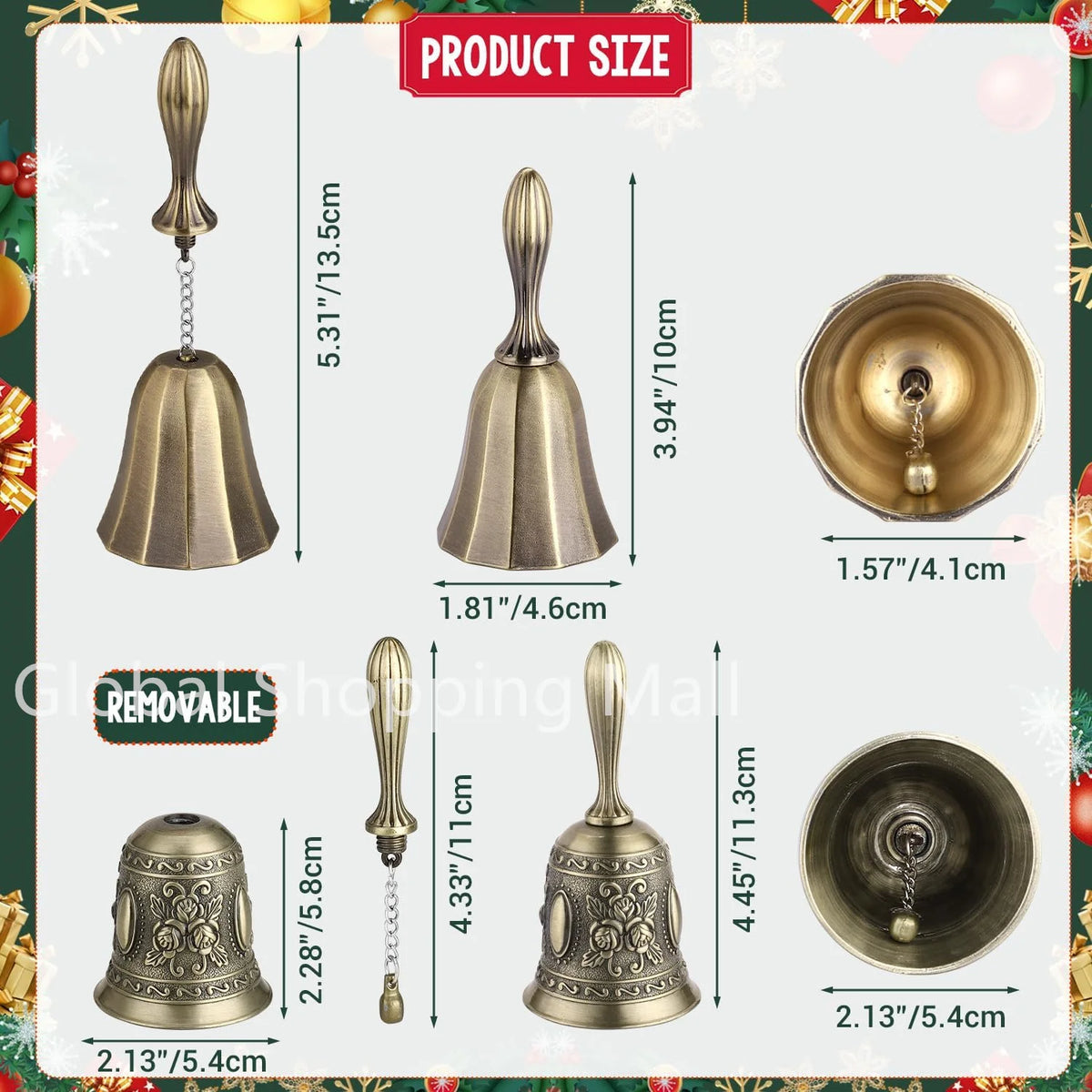 Classic Brass Hand Bell for Service, Weddings & Home Decor