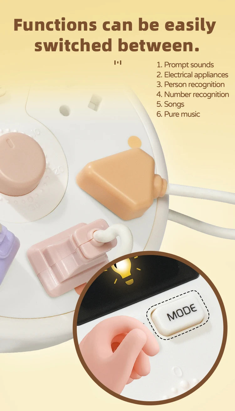 Montessori Busy Board with Light-Up Plugs – Sensory Travel Toy for Toddlers