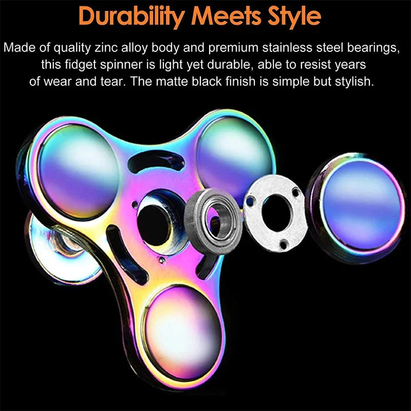 Rainbow Metal Fidget Spinner – Smooth Spinning Anxiety Relief Toy