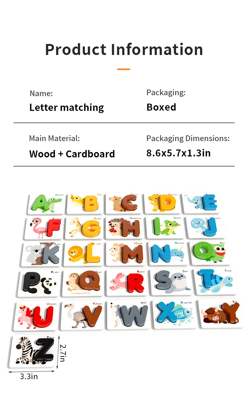 Montessori Wooden Spelling Game with Letter Matching Cards