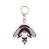 Acrylic keychain featuring a chibi anime character with black hair and a gray headband.