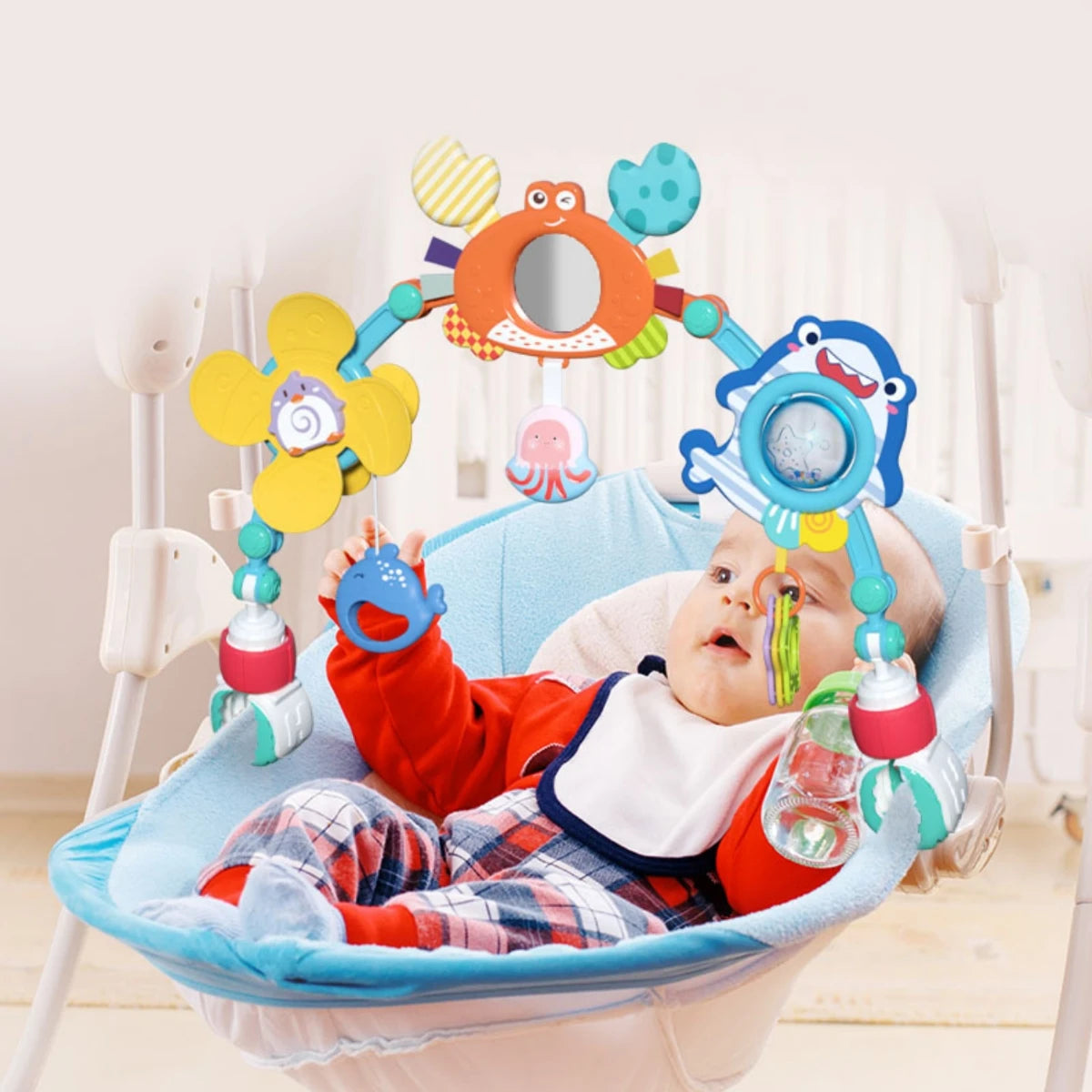 Sunflower Rainbow Baby Crib Toy with Foldable Arch