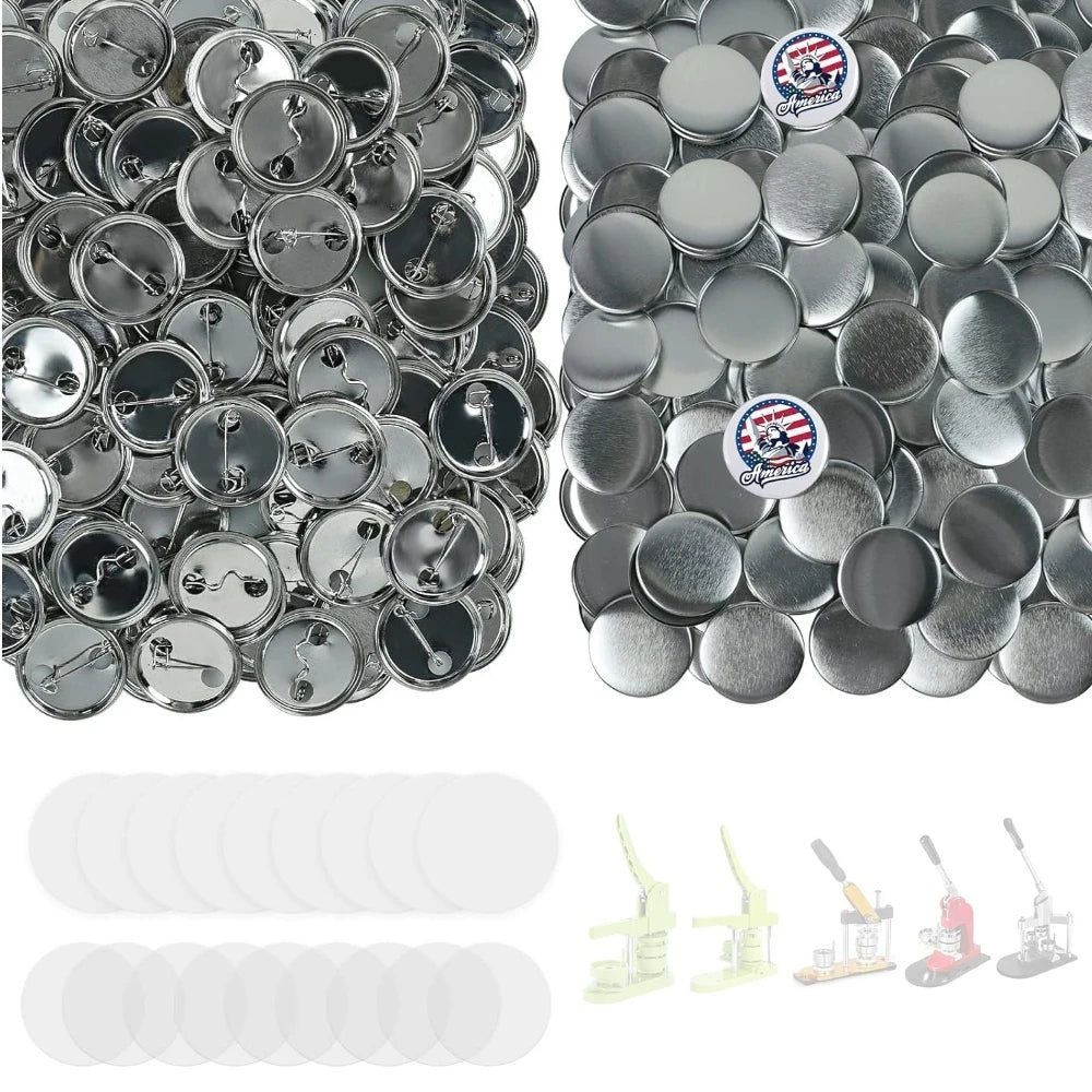 Blank Badge Making Kit with Metal Pin Backs and Paper Inserts