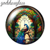 Round glass cabochons for jewelry making featuring flat back photo domes with floral and nature scenes.