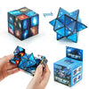A 3D Starry Sky Magic Cube puzzle toy shown next to its unfolded form and a boxed set.