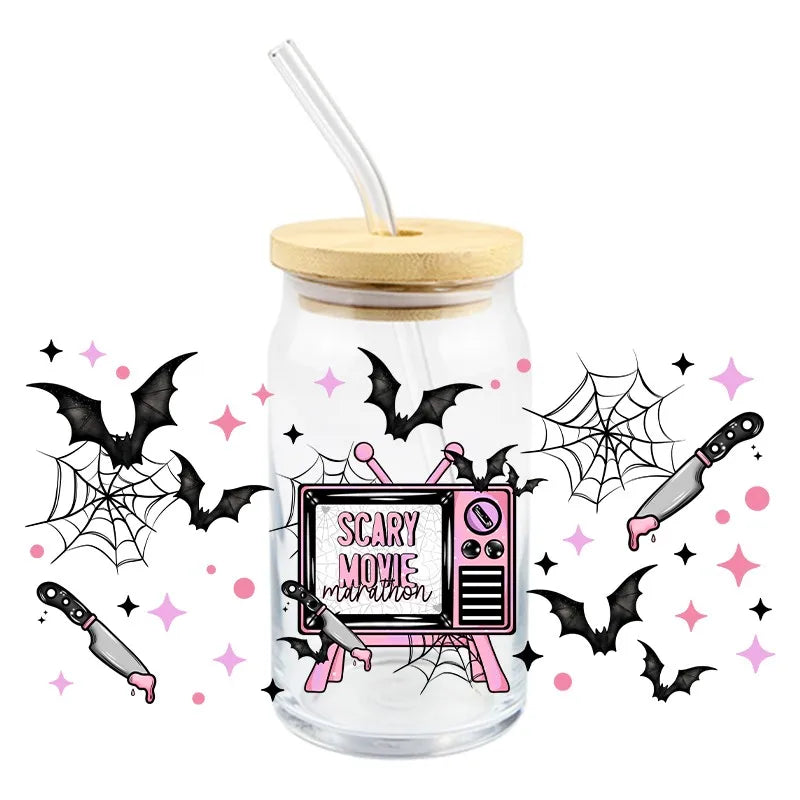 Halloween Bat Design Waterproof Cup Wrap Stickers