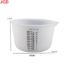 White flexible silicone measuring cup with volume markings, 600ml capacity.