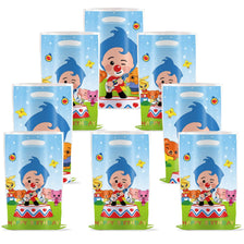 A set of colorful balloon party decorations featuring circus clown characters and birthday themes.