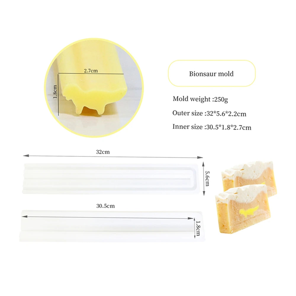 A silicone mold set for making soap and candles, showing a yellow mold piece and corresponding rectangular molds.