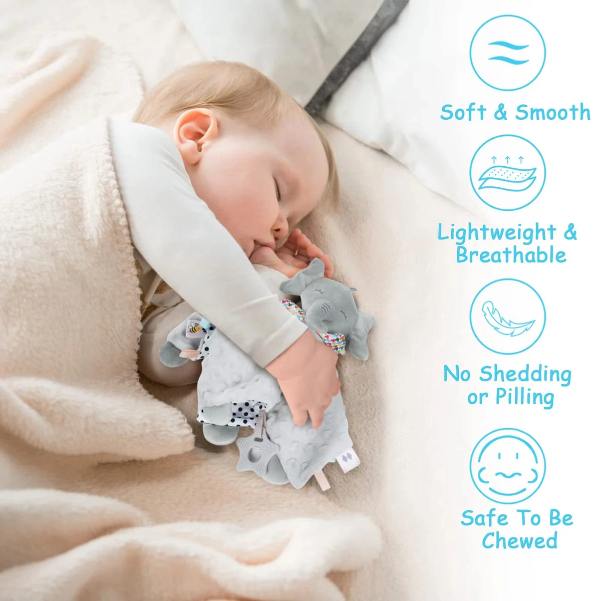 Cuddly Elephant Baby Comforter with Teether & Rattle
