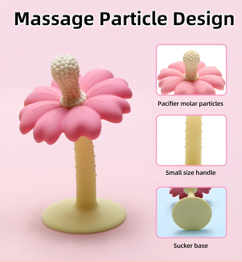 Flower-Shaped Silicone Baby Teether with Stand