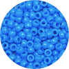 A pile of small, round blue pony beads for jewelry making