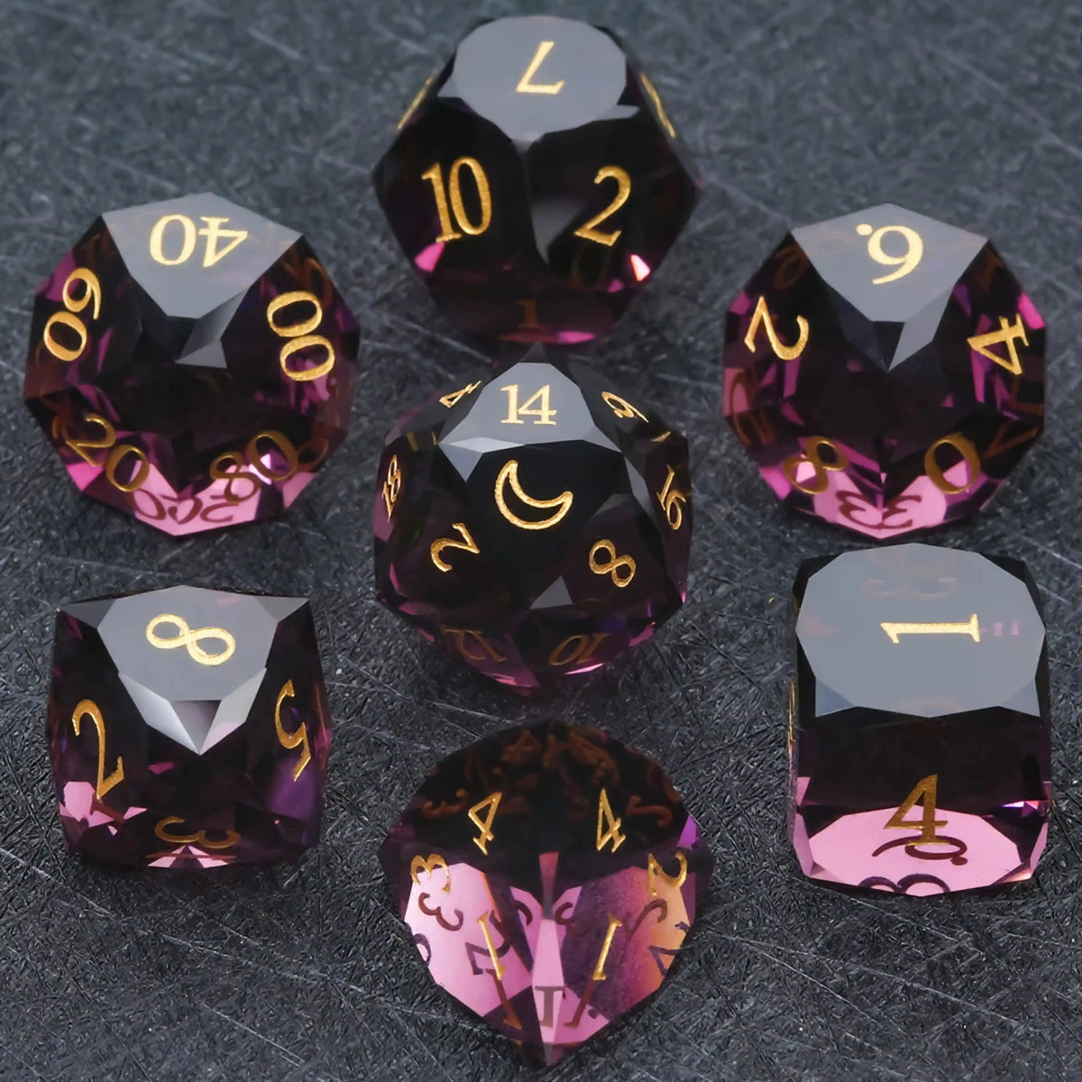 Premium 7-Piece Frosted Gemstone Polyhedral Dice Set for Tabletop RPGs
