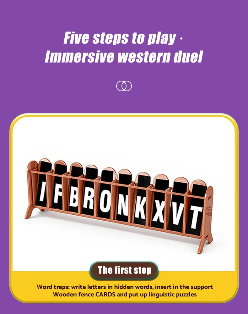 A wooden fence board game featuring letters for word traps and linguistic puzzles.