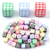 Classic Plaid Acrylic Cube Beads for Jewelry Making