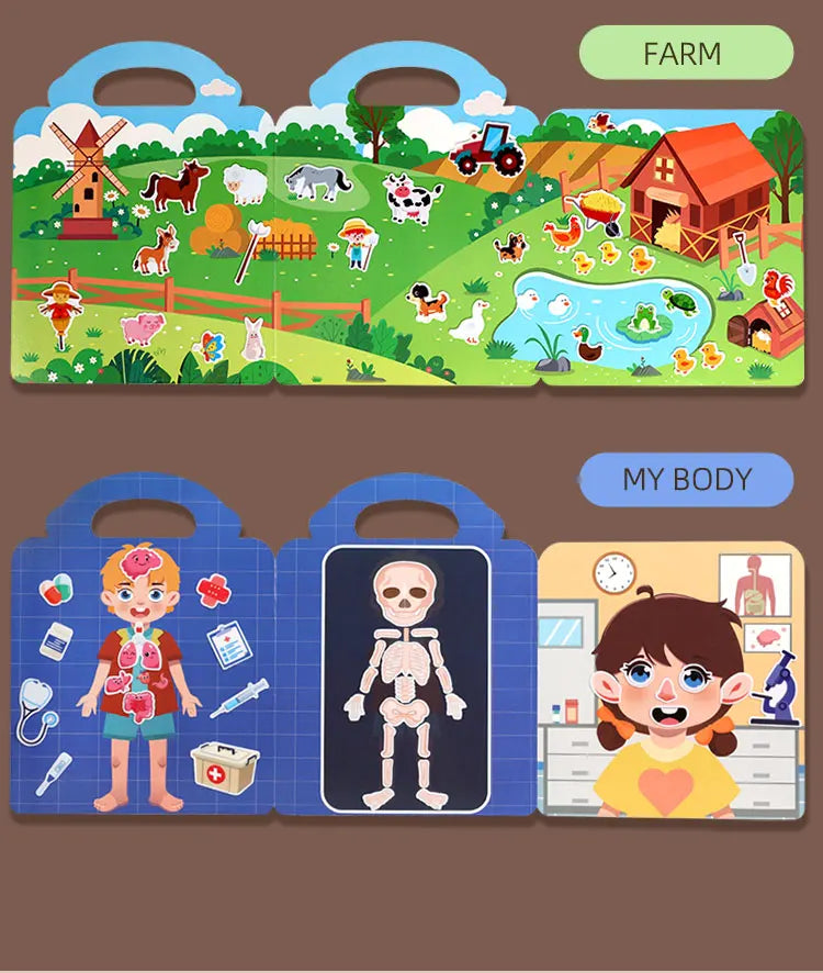 Reusable Sticker Book for Kids with Multi-Scene Bubble Jelly Stickers
