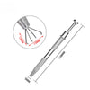 A silver precision bead and jewelry pick-up tool with a long shaft and multiple tips shown in detail.