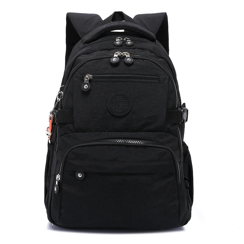 Sac à dos de voyage noir, durable, avec plusieurs compartiments et boucles