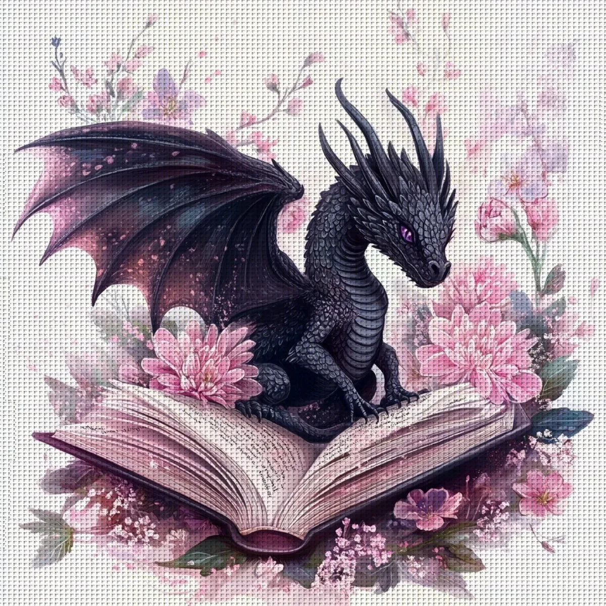 Dragon Cross Stitch DIY Kit – 40x40cm Printed Fabric, Beginner-Friendly