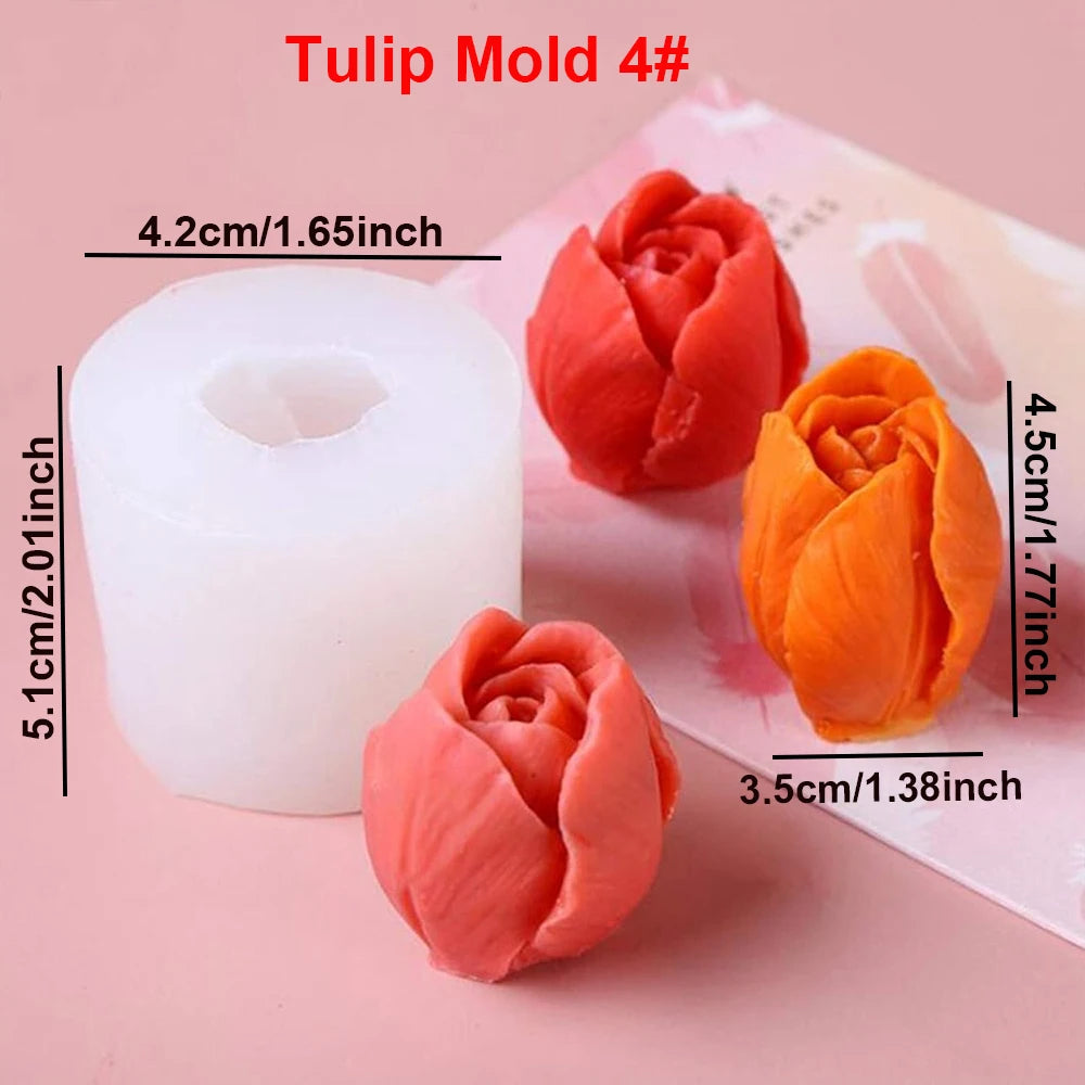 3D Tulip Flower Silicone Mold for Candle and Soap Making