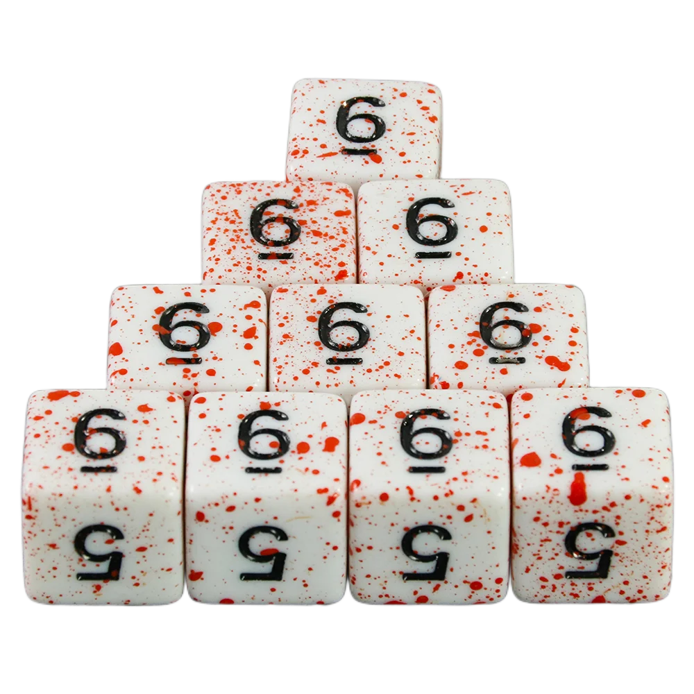 Opaque White Polyhedral Dice Set with Blood Effect for Tabletop RPGs