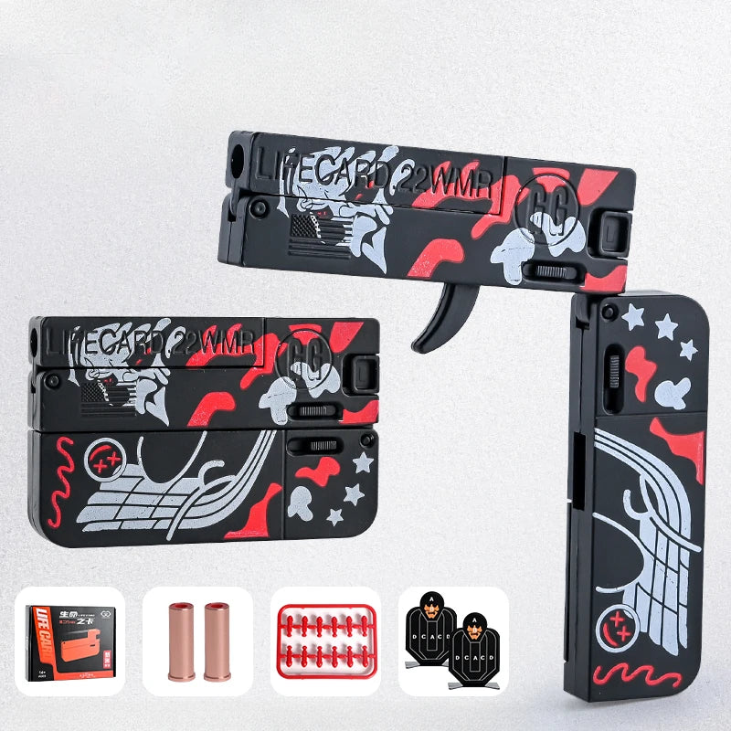 Compact Alloy Folding Blaster Pistol with Soft Bullets