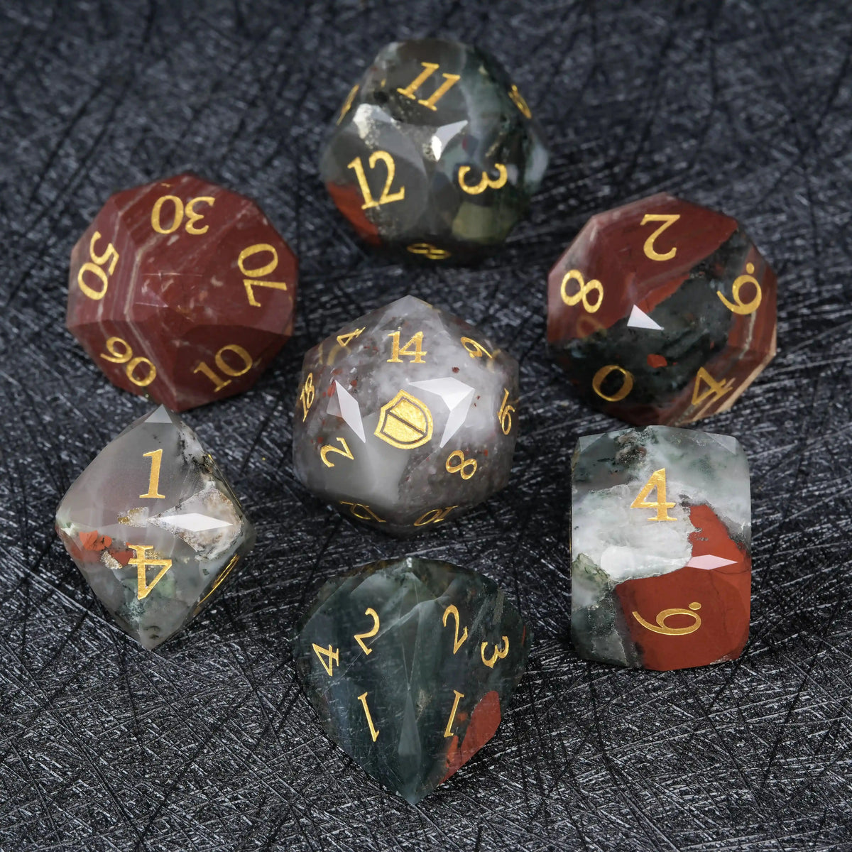 Premium 7-Piece Frosted Gemstone Polyhedral Dice Set for Tabletop RPGs