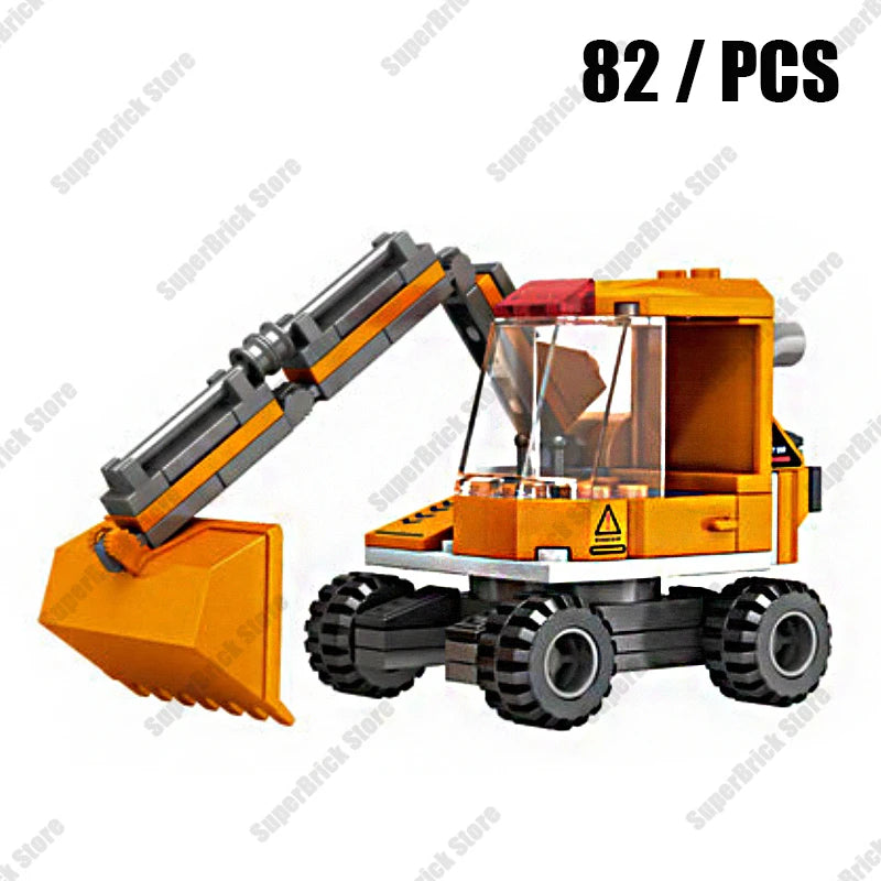 A yellow police helicopter and SWAT carrier vehicle model built from LEGO bricks.