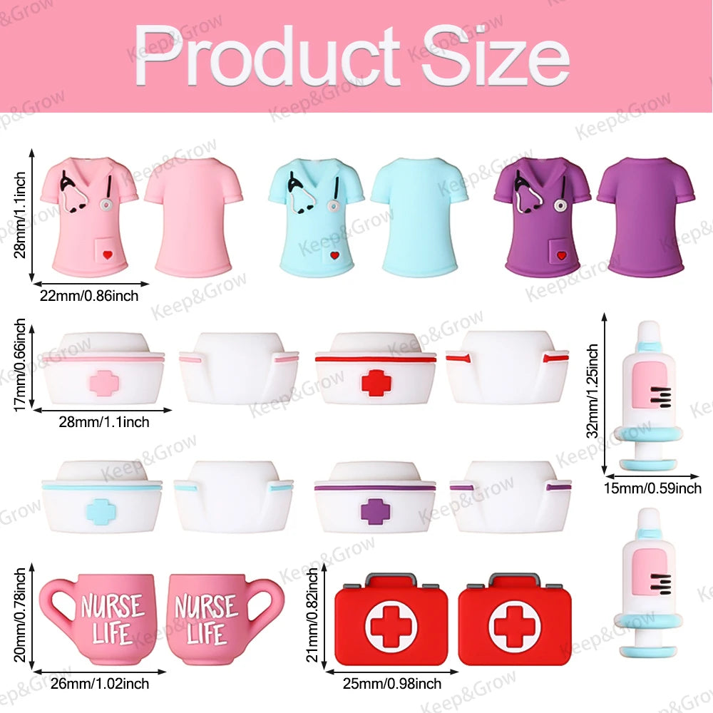 Nurse-Themed Silicone Focal Beads for Jewelry Making and DIY Crafts