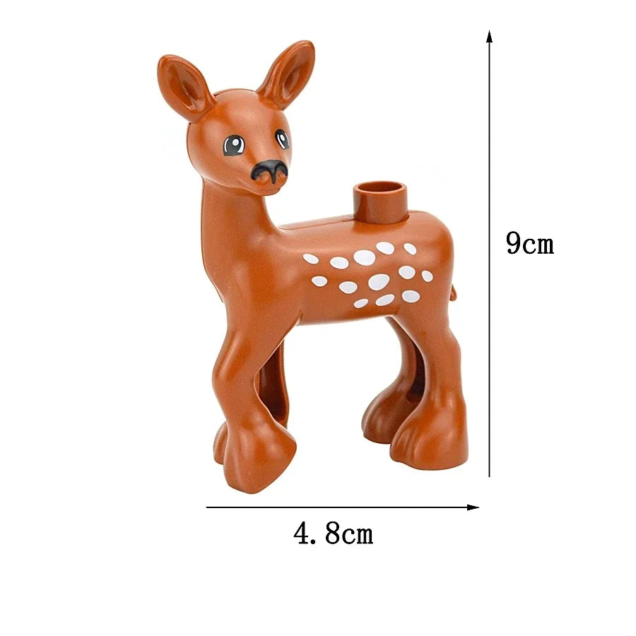 A brown plastic zoo animal building block shaped like a deer or fawn.