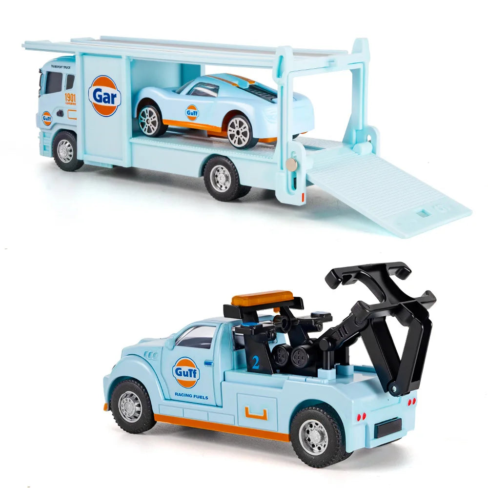 1:64 Scale Die-Cast Trailer Truck with Container - Gulf Racing Edition