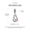 A silver heart charm for bracelets and necklaces shown with dimensions.