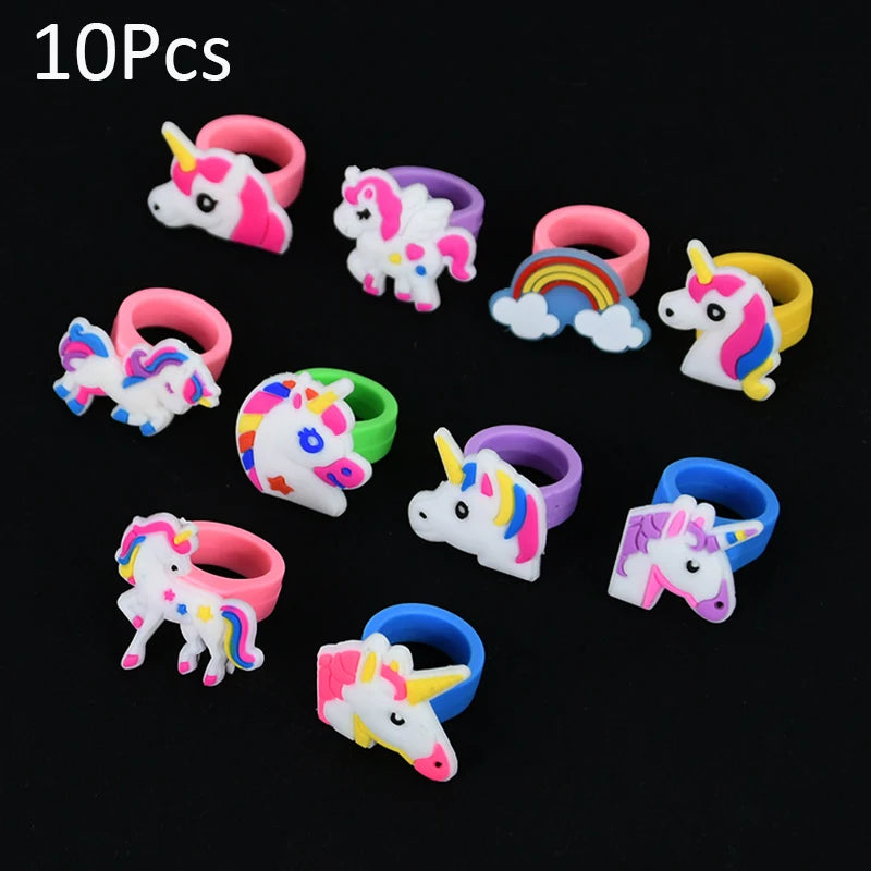 Unicorn Party Activity Kit with Bracelets, Rings, Tattoos, Stickers, and Puzzle