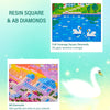 Diamond painting kit featuring resin square and AB diamonds with full coverage squares and AB diamonds for adding sparkle to 