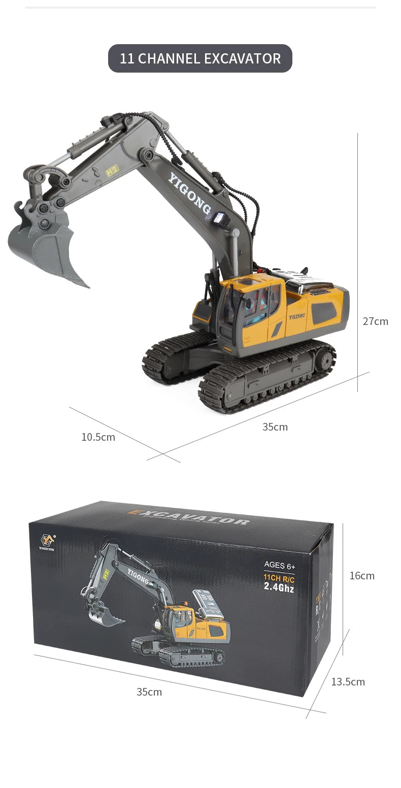 2.4G Remote Control Excavator with Lights and Sound Effects