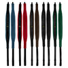 A row of professional adjustable accordion straps in various colors including black, blue, red, brown, and green.