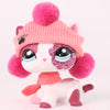 A pink and white shorthair cat bobble head figurine with pink ears and a sparkly eye patch.