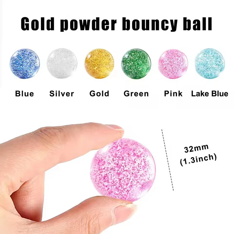 Glitter Bouncy Balls for Kids Party Favors and Prizes (Set of 10, 20, or 30)