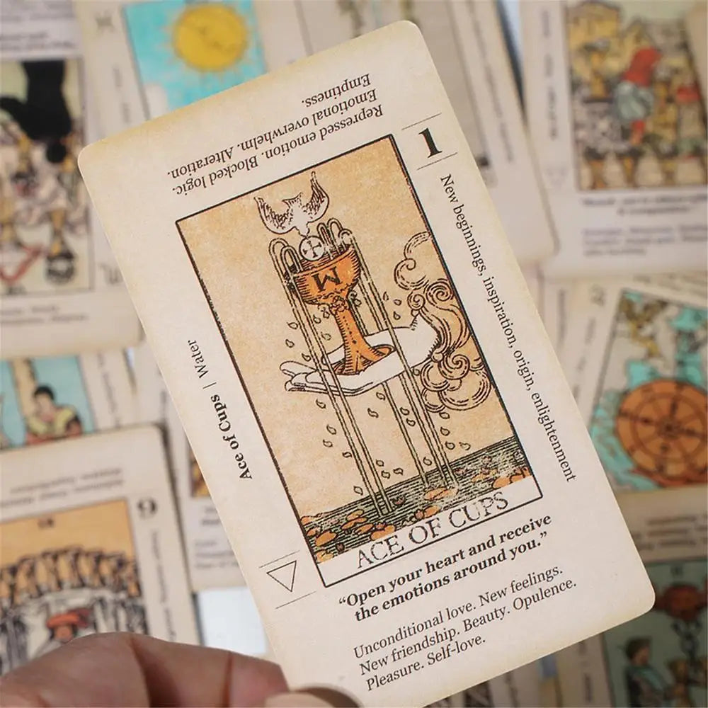 Beginner Tarot Card Deck with Meanings, 78-Card Antiqued Set