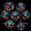 Dragon Eye Resin Dice Set with Liquid Core - 7 Polyhedral Dice for RPG Gaming